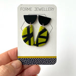 Load image into Gallery viewer, SUPER SECONDS - GREEN AND BLACK ABSTRACT EARRINGS
