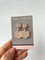 Load image into Gallery viewer, SUPER SECONDS - LIGHT PINK HEXAGON EARRINGS
